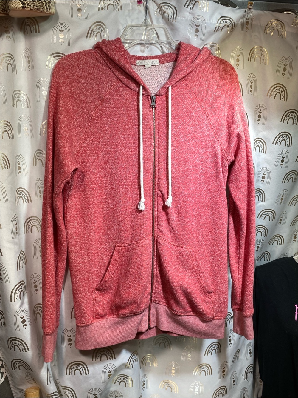 Forever 21 Men’s Heathered Coral Zip-Up Hoodie